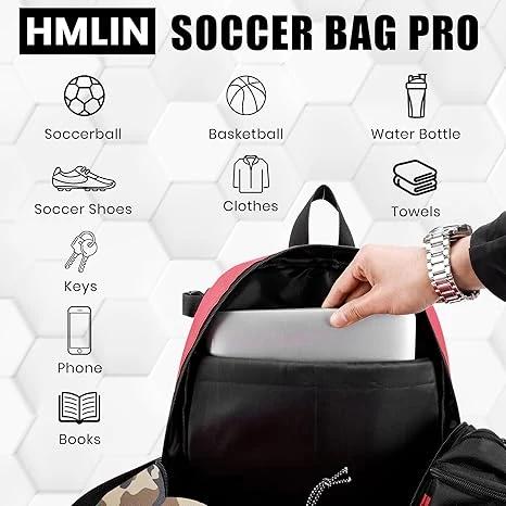 Soccer Backpack with Ball Holder,Youth soccer Bag for Basketball,Volleyball-Includes Separate Shoe Compartment&and Insulation