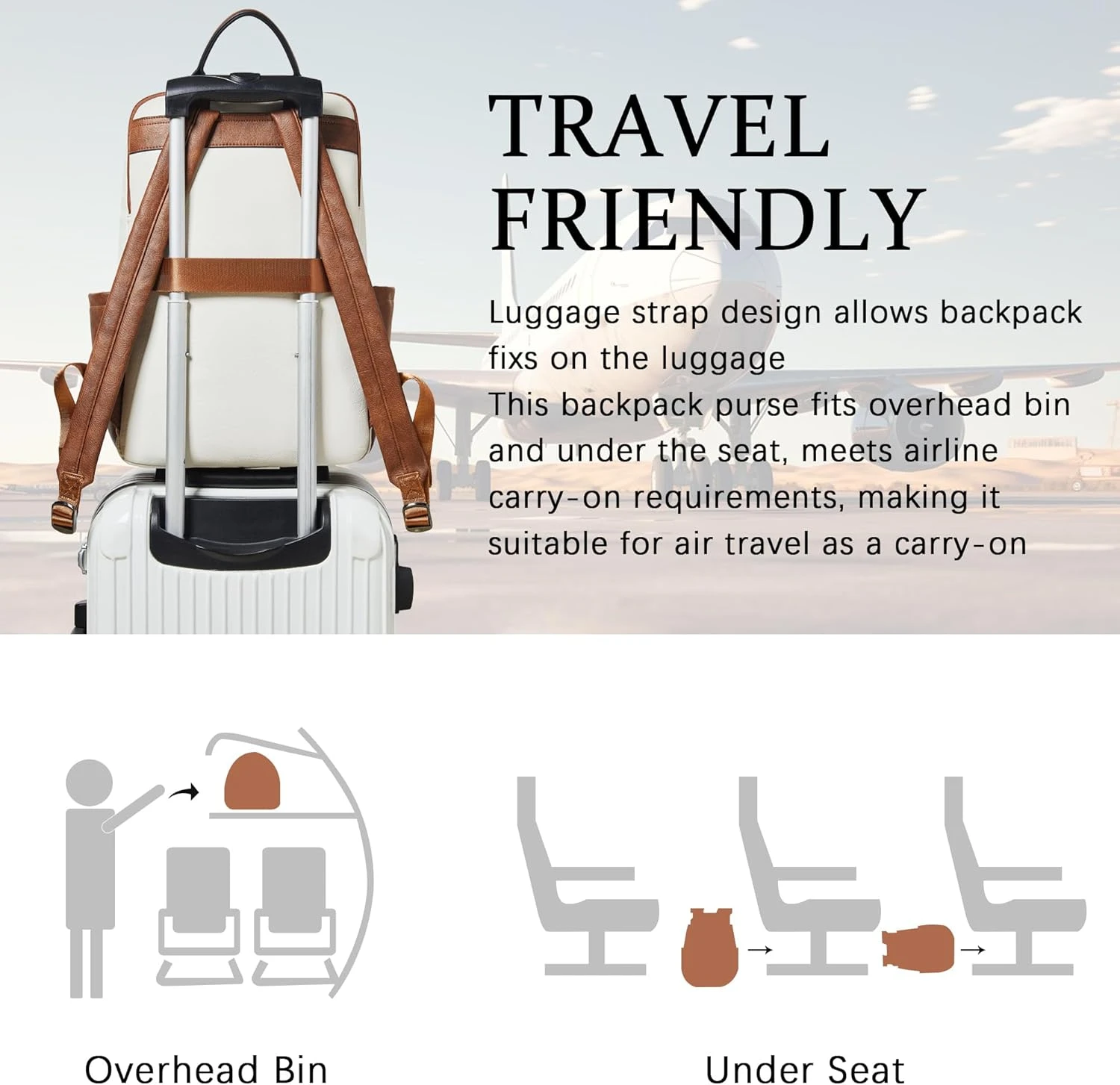 Laptop Backpack for Women 15.6 inch Laptop Leather Backpack Fashion Computer Backpacks for Work Travel College