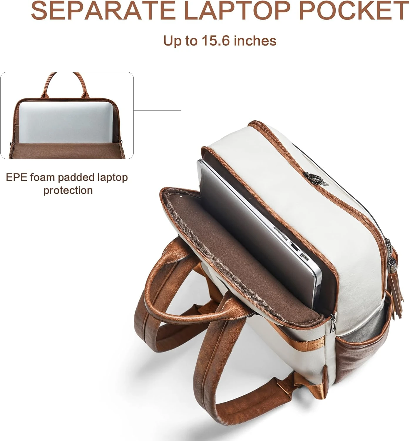Laptop Backpack for Women 15.6 inch Laptop Leather Backpack Fashion Computer Backpacks for Work Travel College