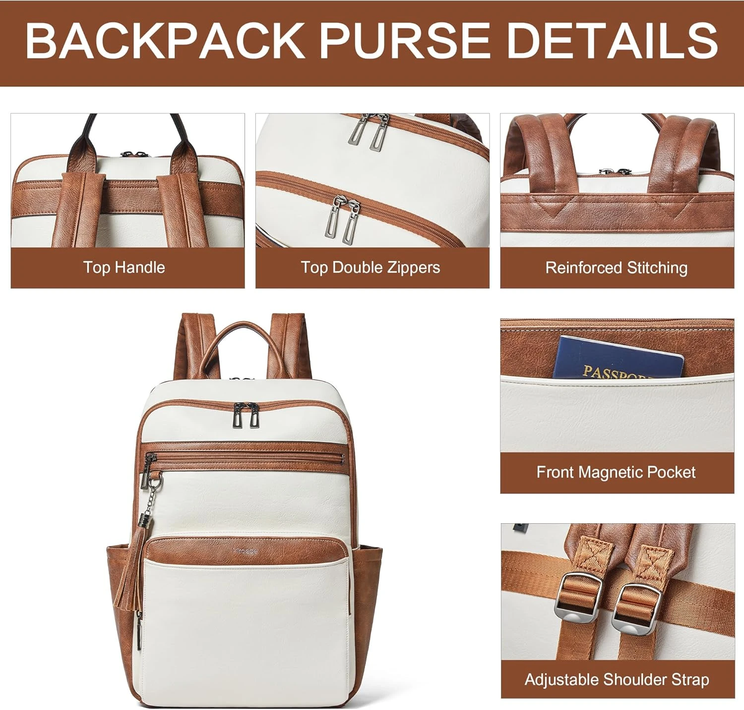 Laptop Backpack for Women 15.6 inch Laptop Leather Backpack Fashion Computer Backpacks for Work Travel College