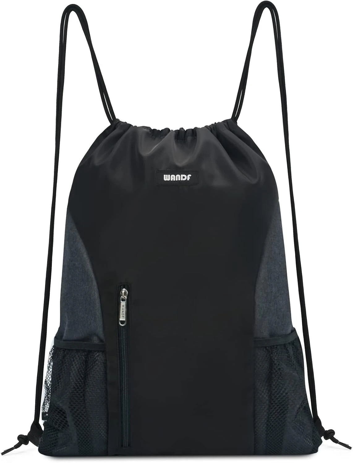 Drawstring Backpack Sports Gym Sackpack with Mesh Pockets Water Resistant String Bag for Women Men