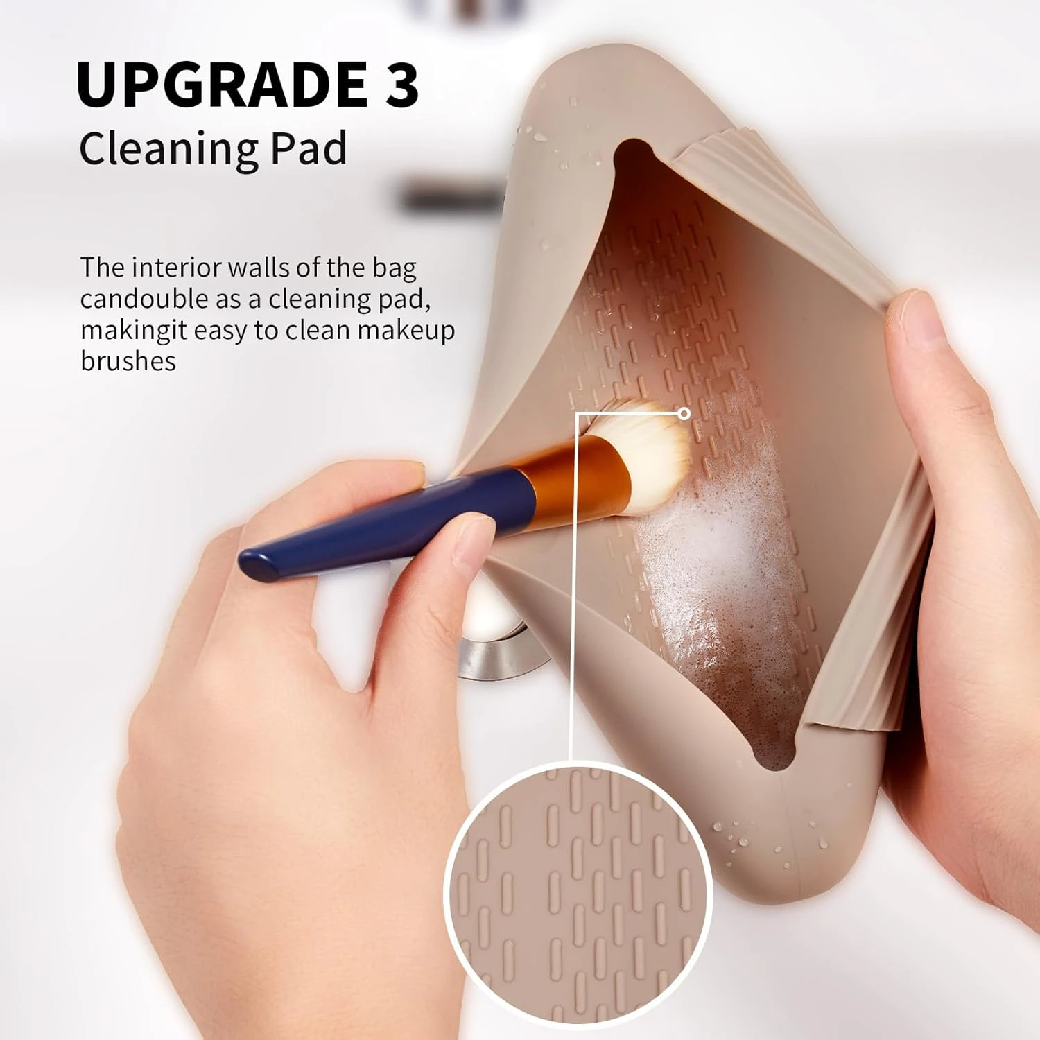 Makeup Brush Holder Travel Cosmetic Bag：Soft Portable Cosmetic Face Brushes Holder with Upgrade Anti-Fall Out Magnetic Closure, Large Travel Makeup Brush Case - Walnut