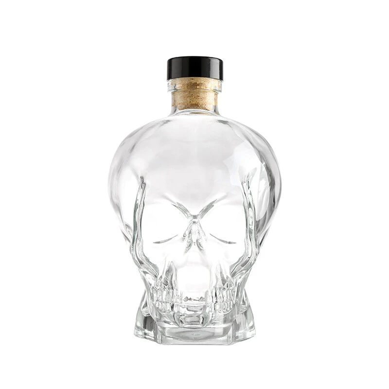 Botella de cristal de calavera