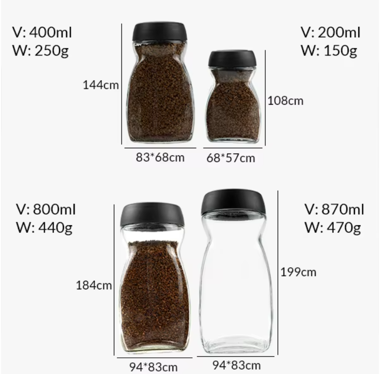 Tarros de café de cristal personalizados 6.5oz 13oz 26.5oz 29oz