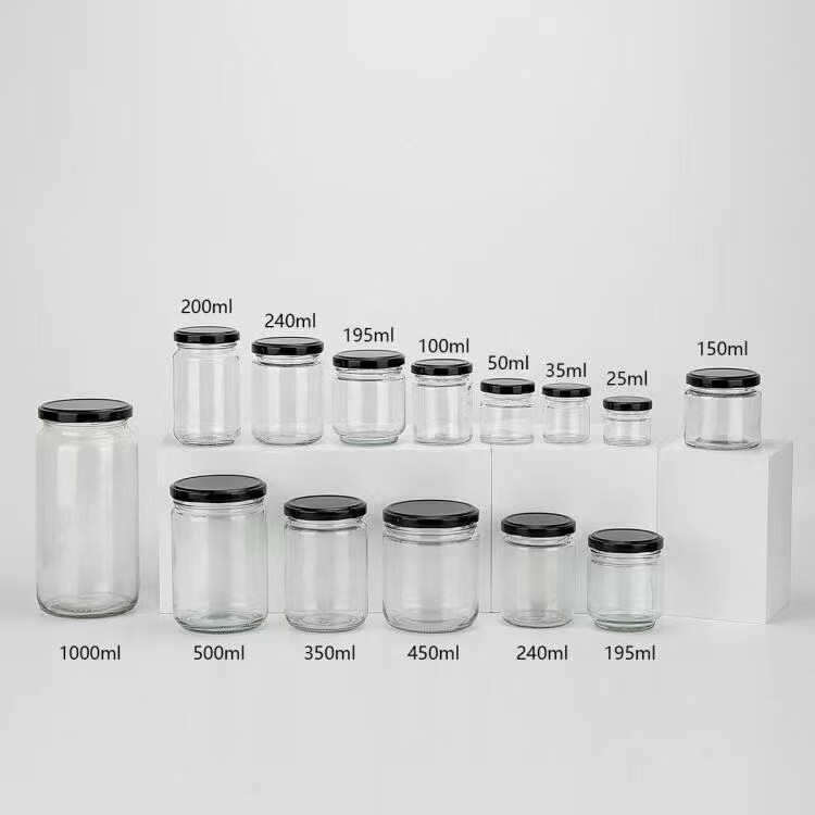 Tarro cuadrado de cristal para miel 100ml 180ml 380ml con tapa de metal