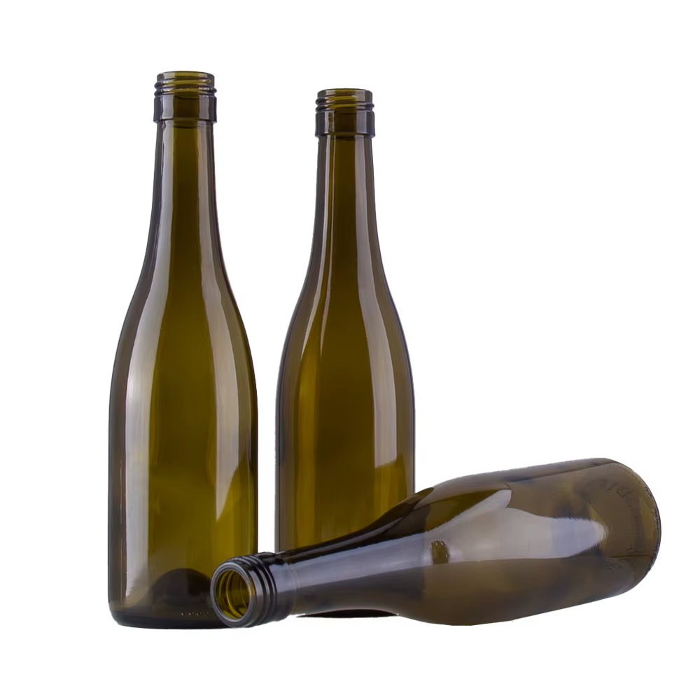 Botella de vino color verde antiguo