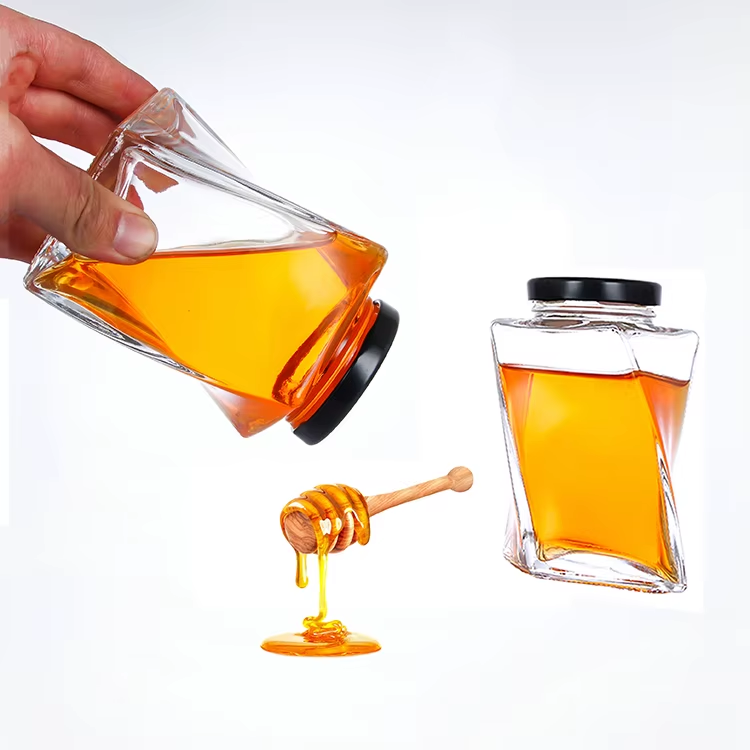 Tarro de cristal de diseño 150ml 360ml mermelada de miel forma twist