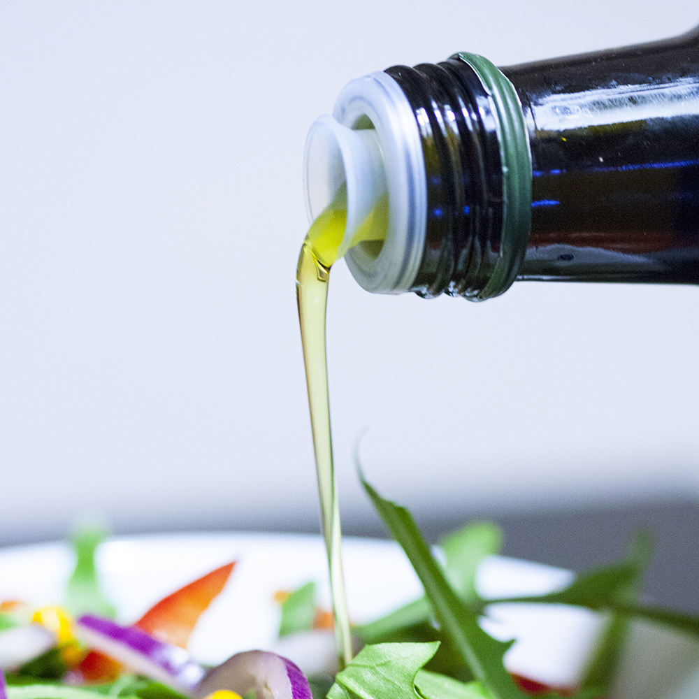 Botella de vidrio redonda cuadrada para aceite de oliva verde de 200, 500, 750 y 1000 ml.