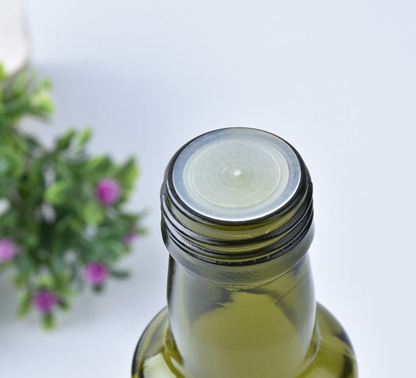 Botella de vidrio redonda cuadrada para aceite de oliva verde de 200, 500, 750 y 1000 ml.