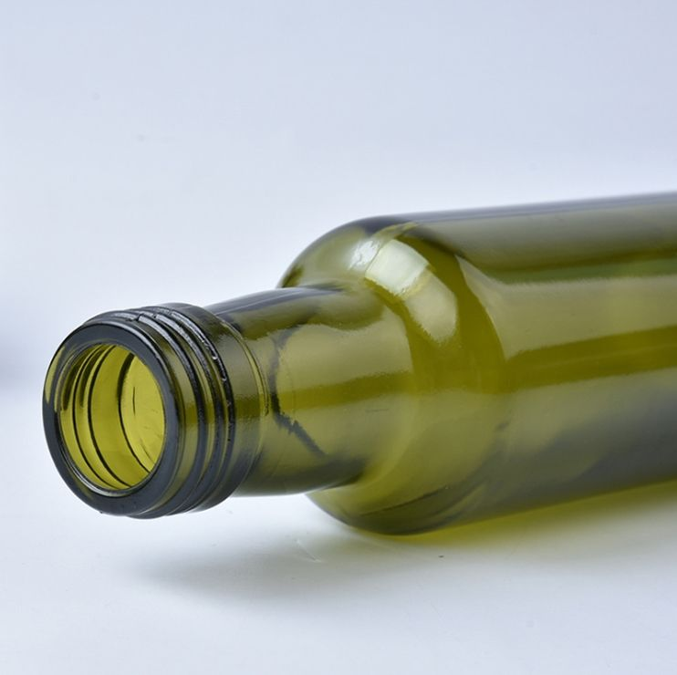 Botella de vidrio redonda cuadrada para aceite de oliva verde de 200, 500, 750 y 1000 ml.