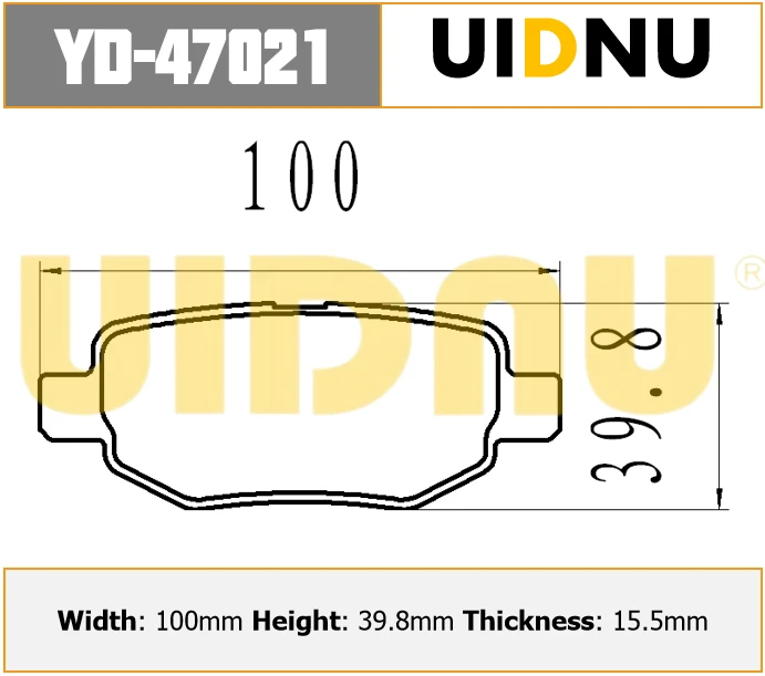 YD-47021 UIDNU T21-3502080 для Chery Tiggo задние тормозные колодки 