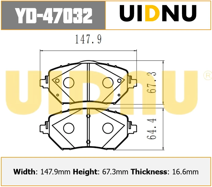 YD-47032 UIDNU для Chery Arrizo 8 2024- передние тормозные колодки 