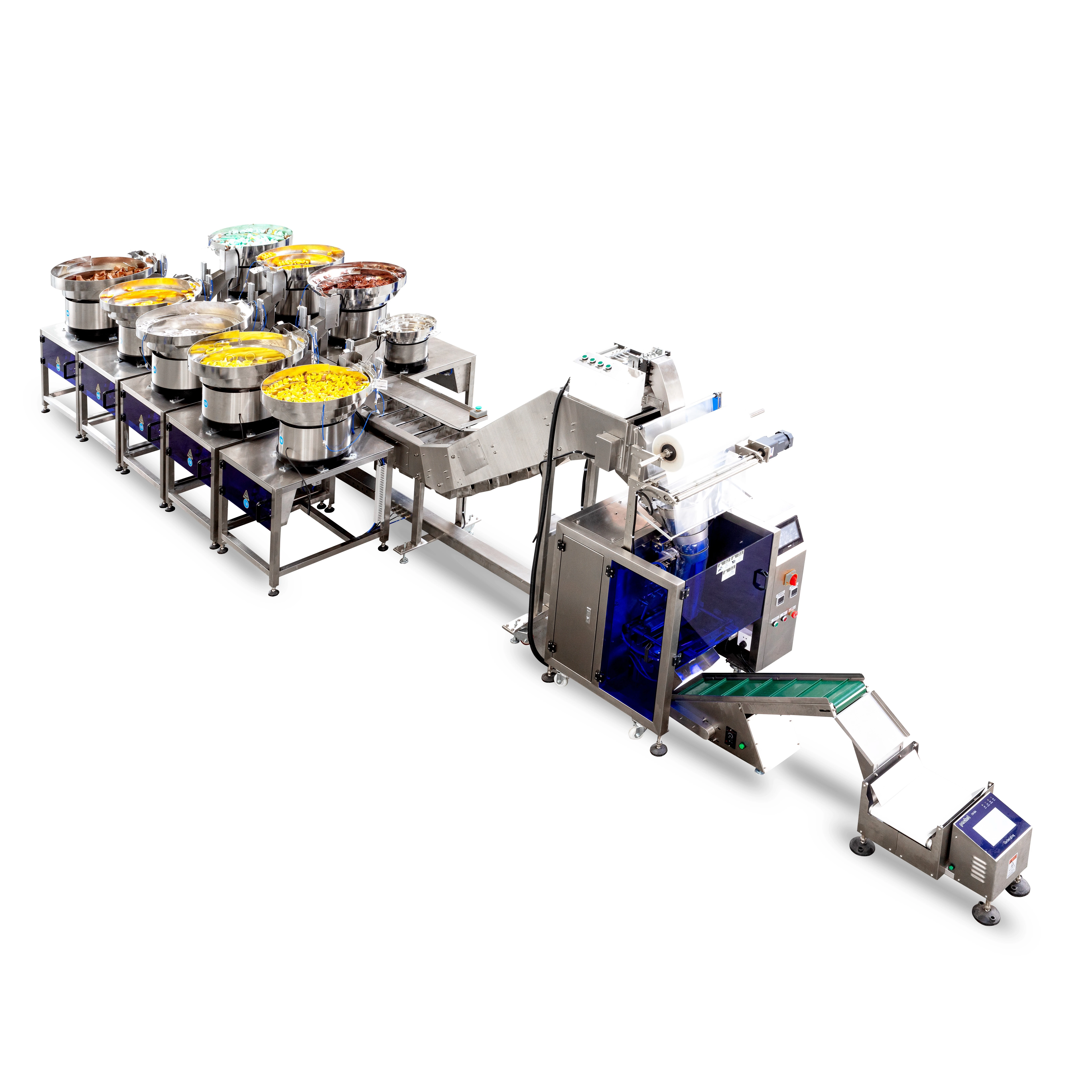 Fifteen trays of screws packaging machine