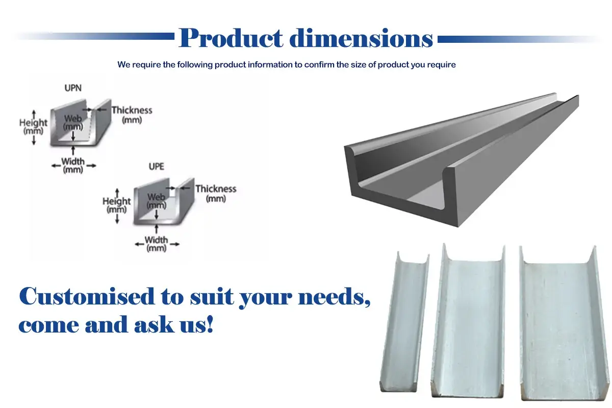 stainless steel channel sizes
