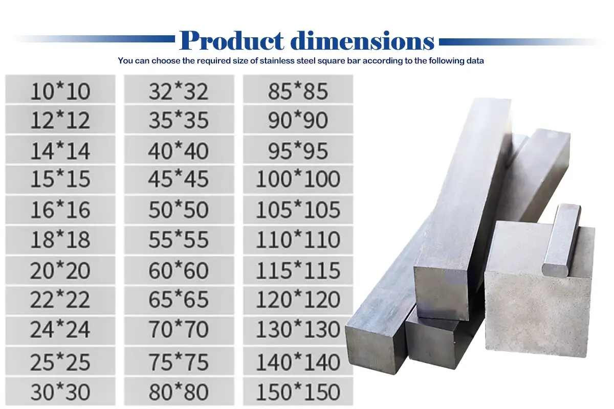 Stainless Steel Square Bar sizes