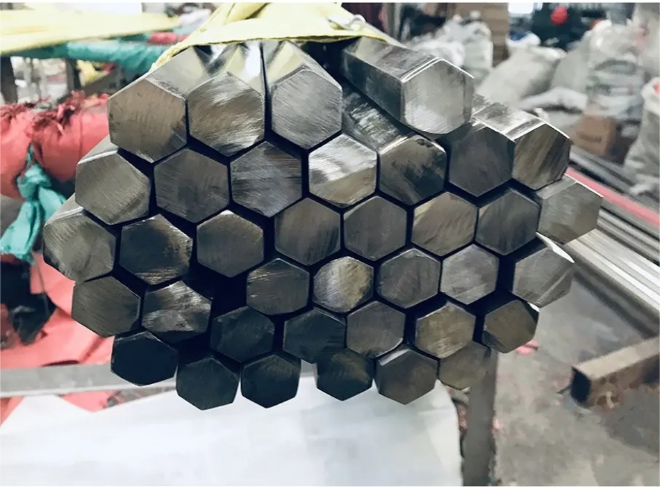 Stainless steel hexagonal bar detail display