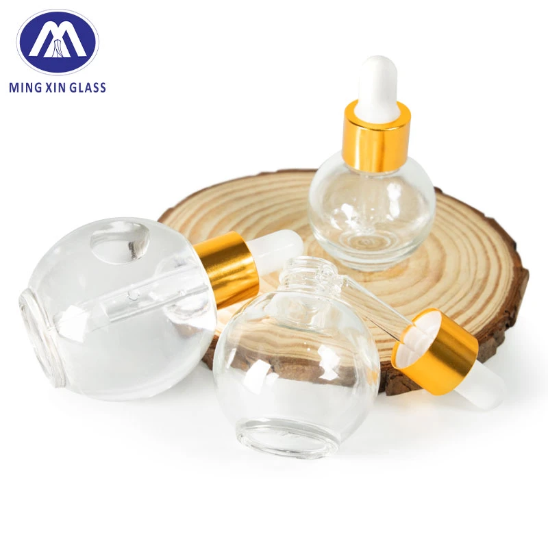 Refill Metal Cap Ball-Shape Dropper Glass Bottle