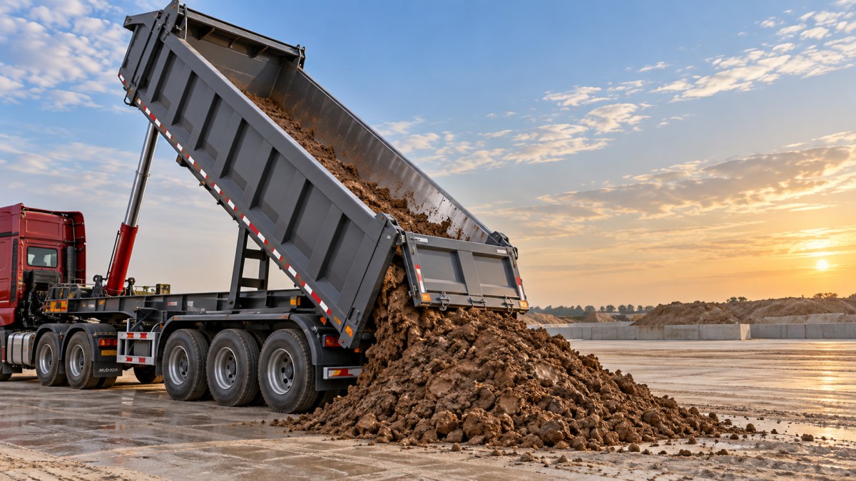 Which tipping system suits clay loads from a dump trailer manufacturer? ¿Qué sistema de volteo es adecuado para cargas de arcilla de un fabricante de remolques basculantes?