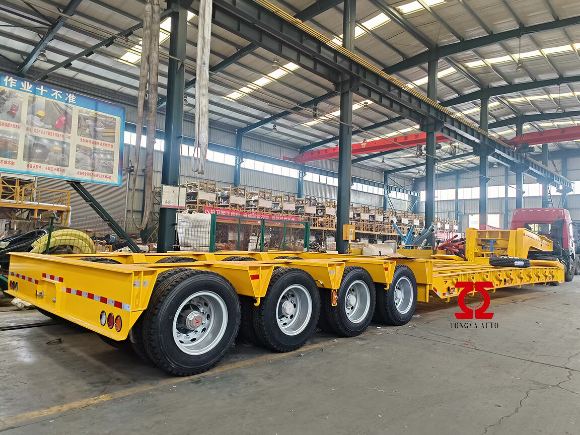 100T Detachable Gooseneck Hydraulic Low Bed Semi Trailer