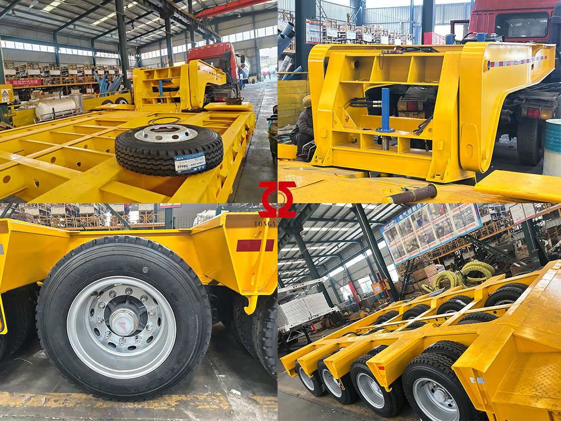 100T Detachable Gooseneck Hydraulic Low Bed Semi Trailer