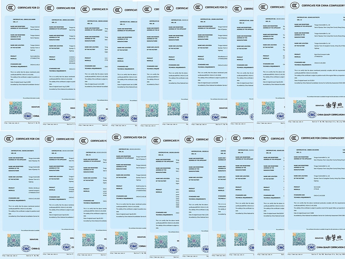 Соответствие требованиям & качество: Tongya Automobile поддерживает полную сертификацию CCC для экспорта полуприцепов по всему миру