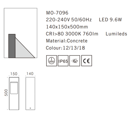 MO-7096 Cement Outdoor Bollard Lamp