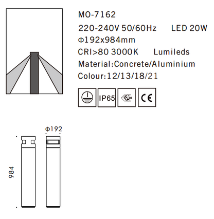 MO-7162 Cement Outdoor Bollard Lamp