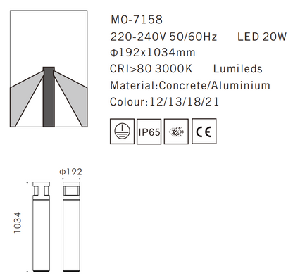 MO-7158 Cement Outdoor Bollard Lamp