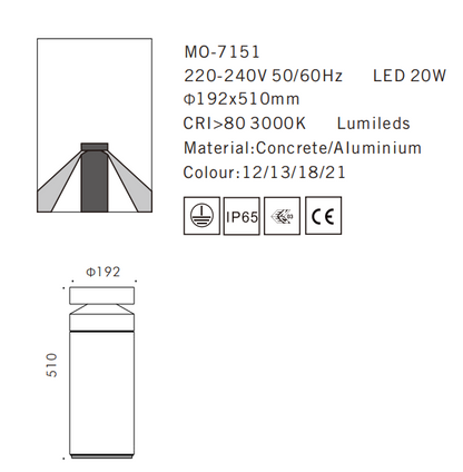 MO-7151 Cement Outdoor Bollard Lamp