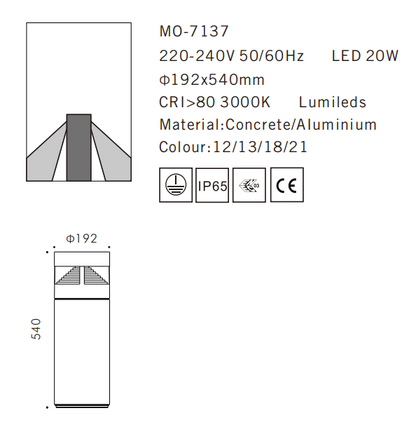 MO-7137 Cement Outdoor Bollard Lamp