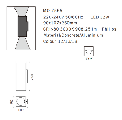MO-7556 Concrete Outdoor Wall Light