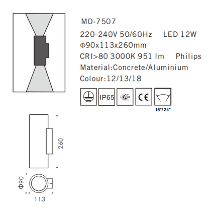 MO-7507 Concrete Outdoor Wall Light