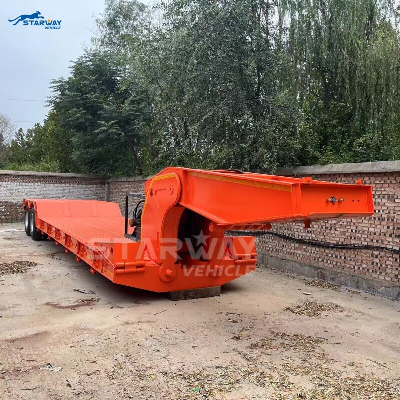 60 toneladas 2 líneas 4 ejes desmontable cuello de cisne lowbed Remolque