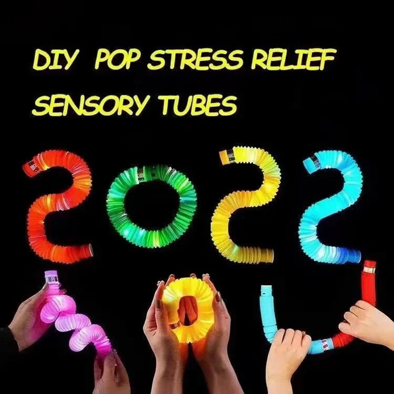 Party favors for kids toddlers sensory tubes 6 pack led light up pop fidget toys