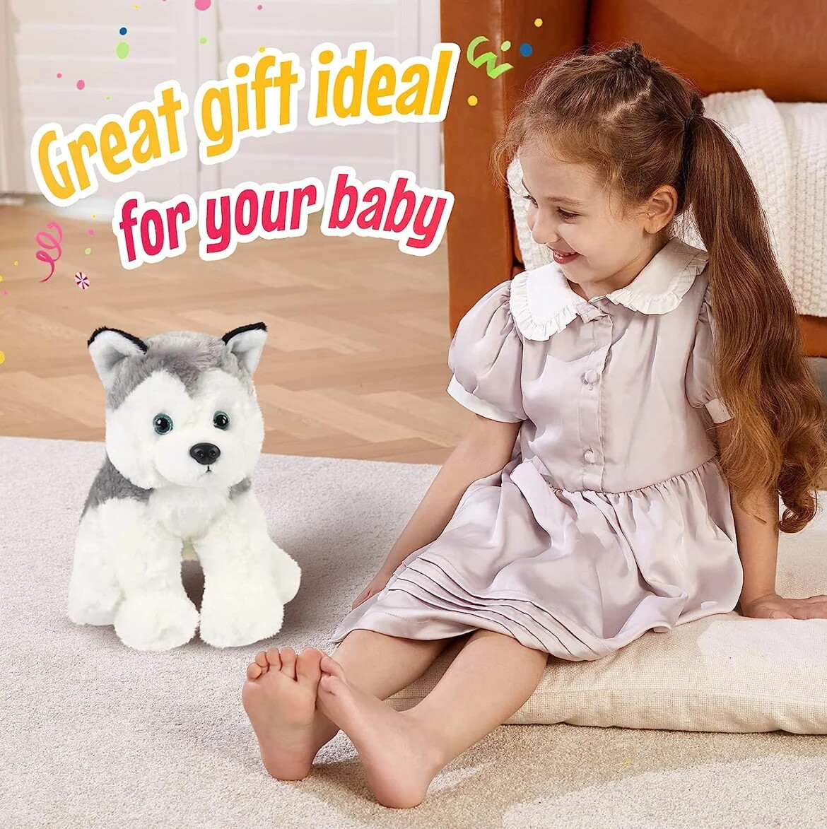 High quality plush toy husky stuffed toy soft material animals adorable holiday gifts for kids