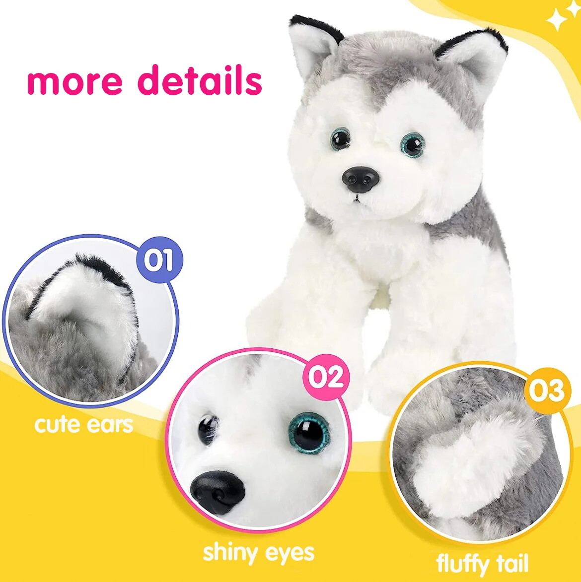 High quality plush toy husky stuffed toy soft material animals adorable holiday gifts for kids