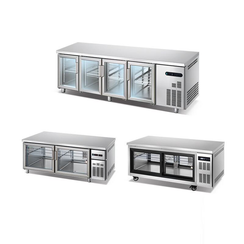 带冰箱的商用冷冻不锈钢料理台 风冷 WCDF-218