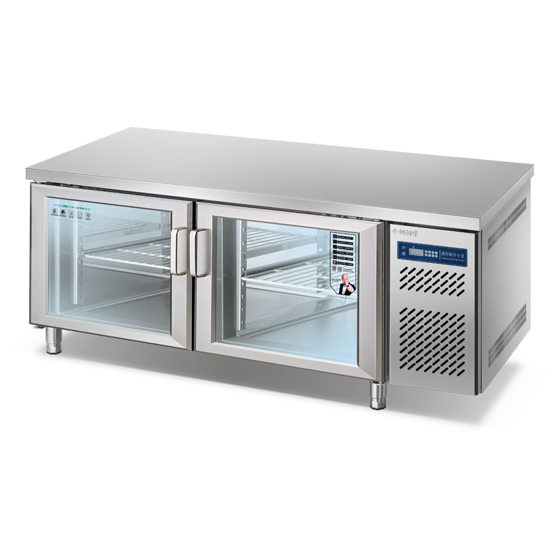 带冰箱的商用冷冻不锈钢料理台 风冷 WCDF-218