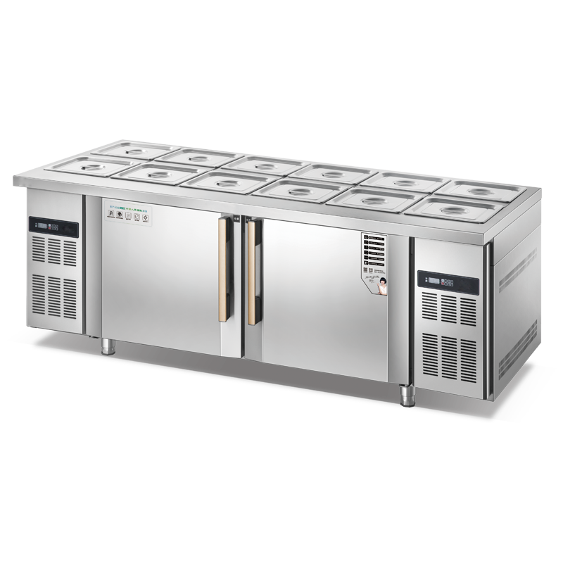 商用调味品沙拉吧三明治预制台，带冰箱 直接冷却 RCDF-B18