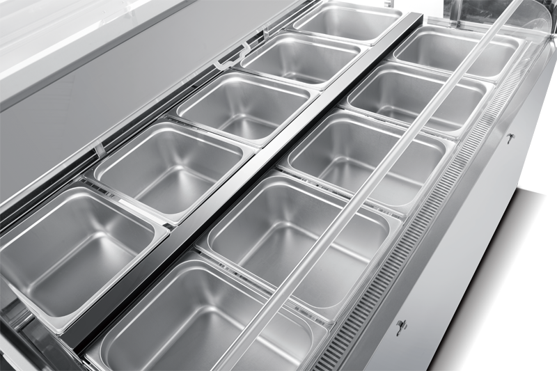 商用调味品沙拉吧三明治预制台，带冰箱 直接冷却 RCDF-B18