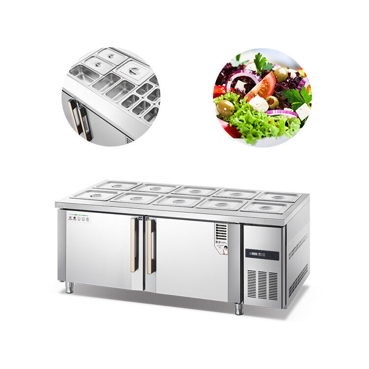 带冰箱的商用调味品沙拉吧三明治预制台 风冷 RCAF-B15