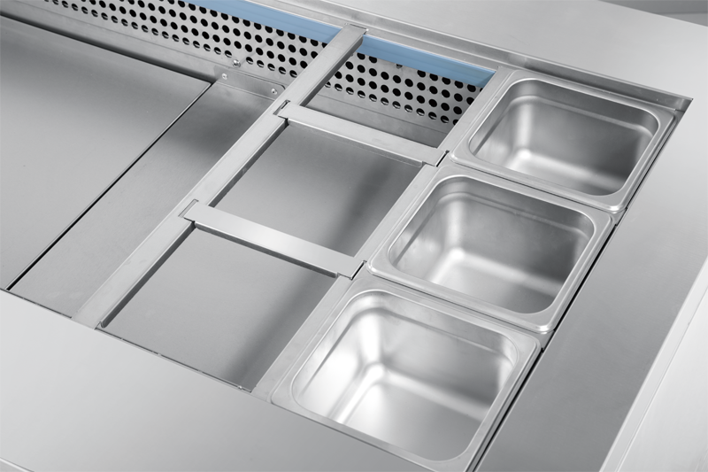 商用调味品沙拉吧三明治预制台，带冰箱 直接冷却 RCDF-B18