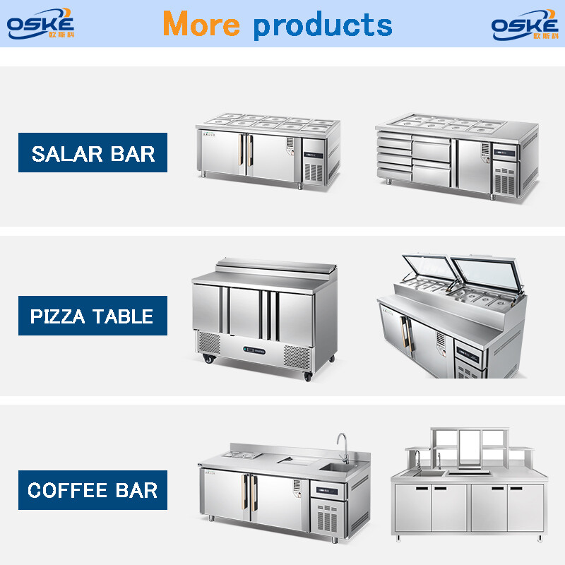 商用调味品沙拉吧三明治预制台，带冰箱 直接冷却 RCDF-B18