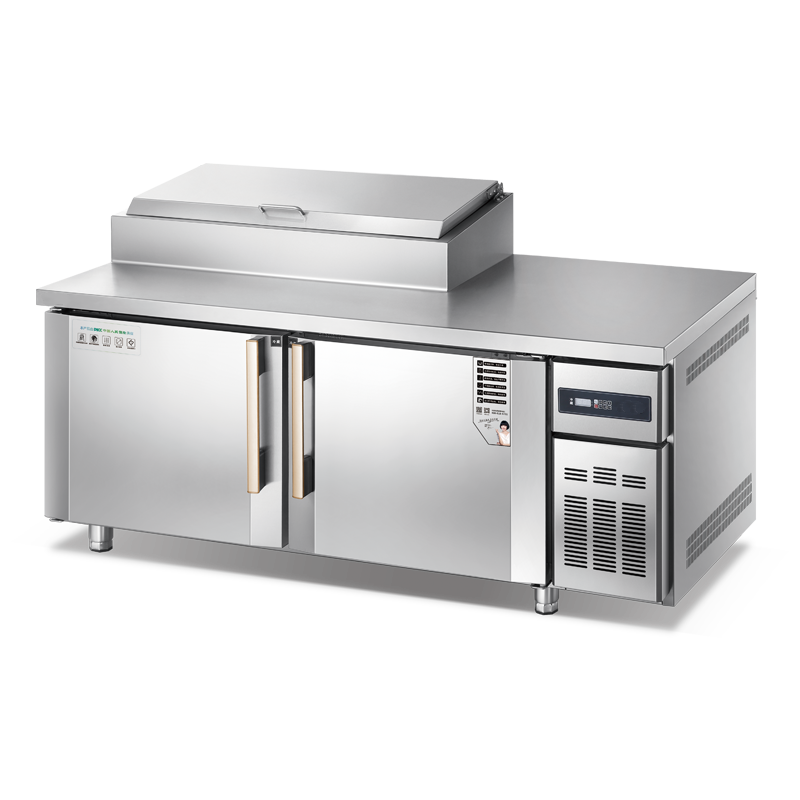 带冰箱的商用冷冻不锈钢料理台 风冷 WCAF-218