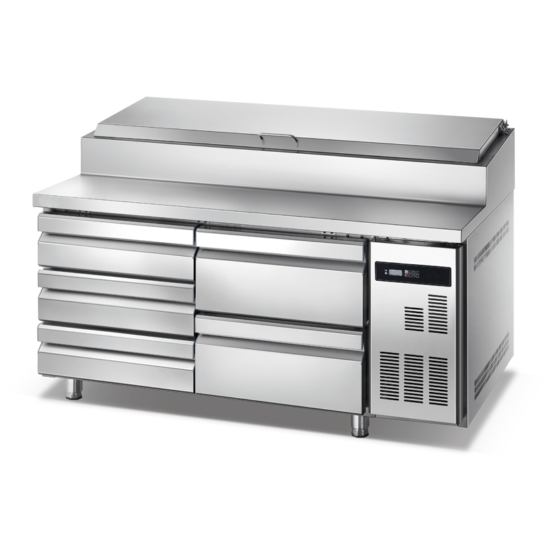 带冰箱的商用冷冻不锈钢料理台 风冷 WCAF-218