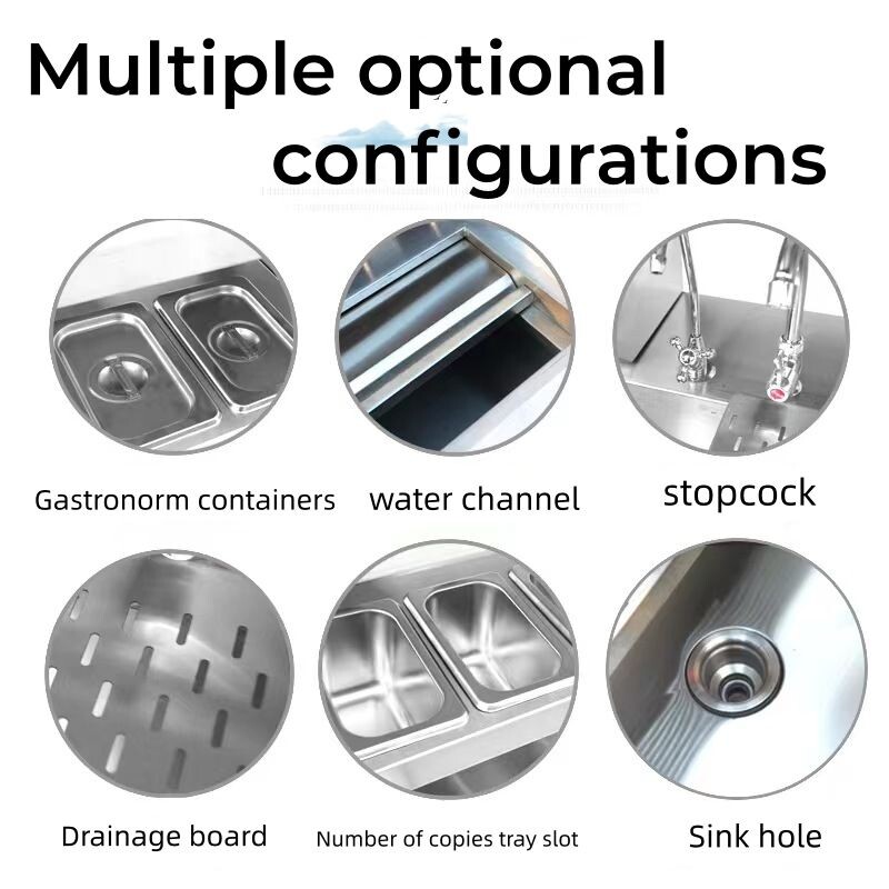 商用准备台饮料站，带冰箱和照明 CBWT-CB-8018