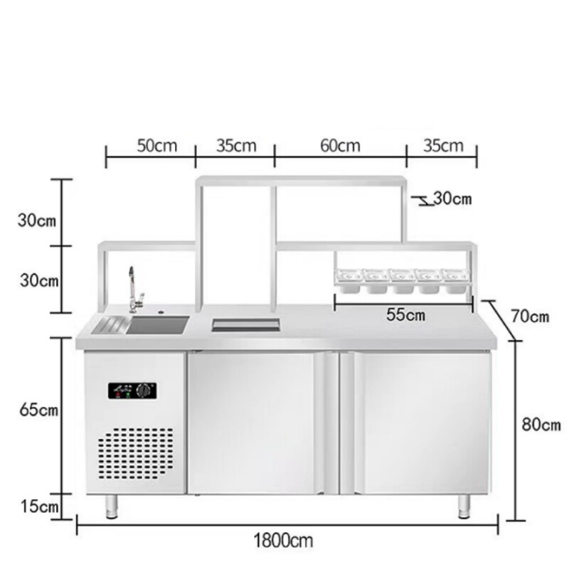 带冰箱和照明的商用饮料台 CBWT-CB-8012