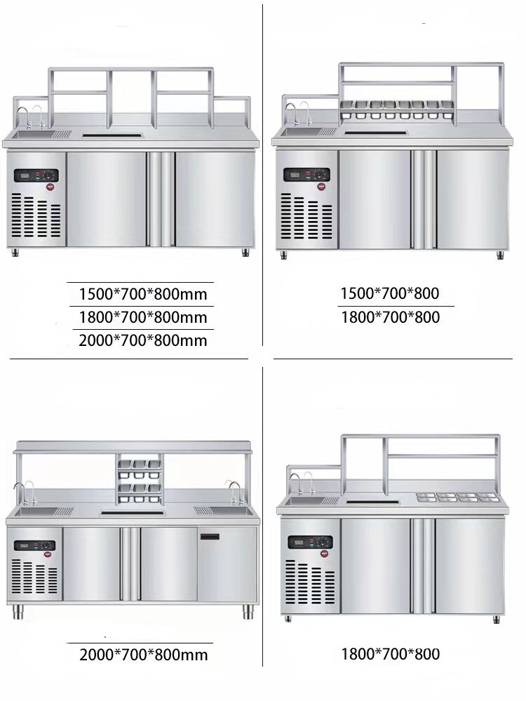 带冰箱和照明的商用饮料台 CBWT-CB-8012