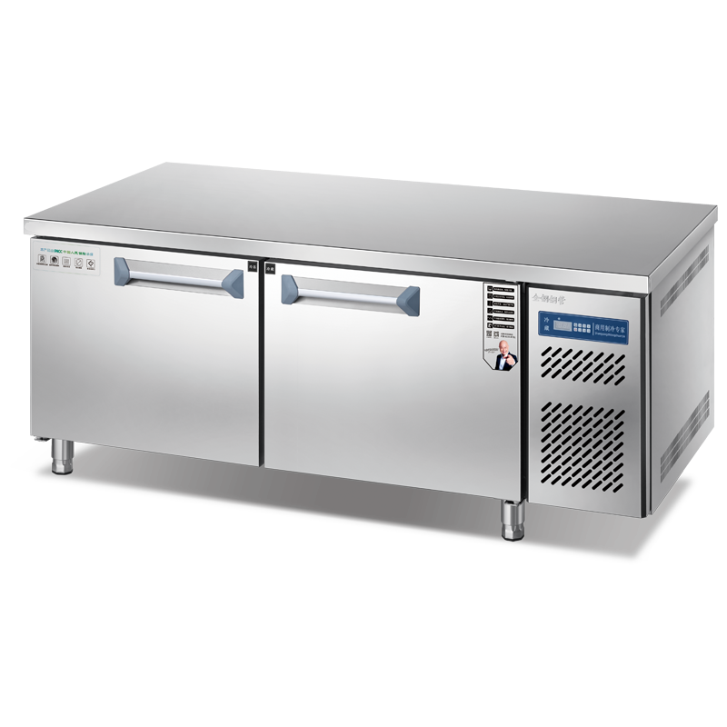 带冰箱的商用冷冻不锈钢料理台 风冷 WCDF-218