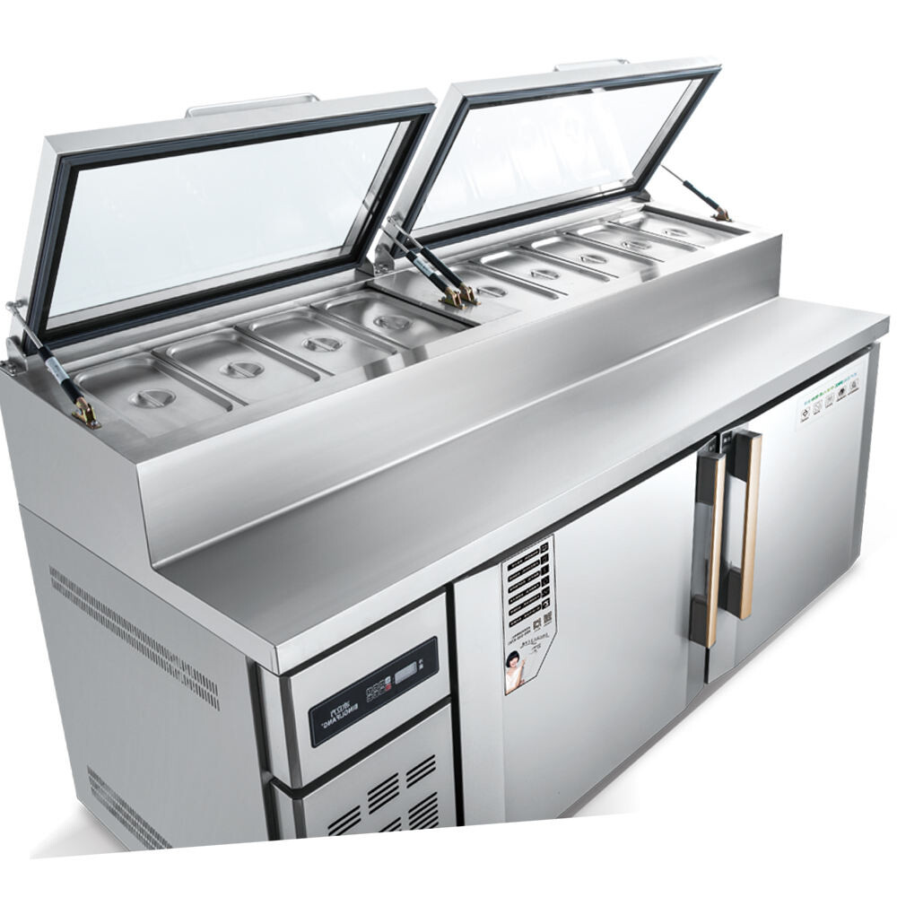 商用调味品沙拉吧三明治预制台，带冰箱 直接冷却 RCDF-B12